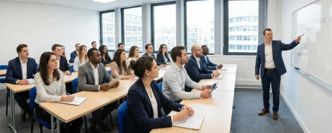 Étudiants en formation hôtesse de l'air à Rabat en situation réelle chez INFOHAS